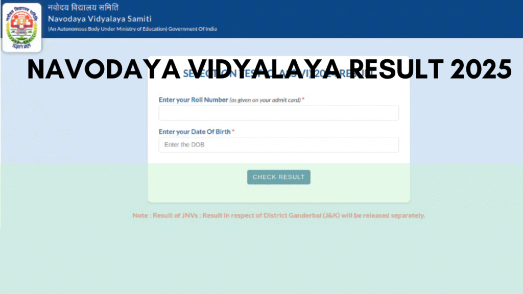 Navodaya Vidyalaya Class 9th Result